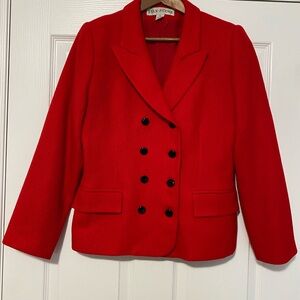 Vintage Red 100% wool double breasted blazer Size 12